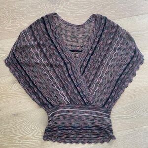 Laundry by Shelli Segal | Pink Black White Crochet Sheer Sweater No Tags